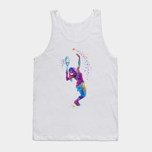 Tennis Girl Watercolor Painting Art Print Gifts Tank Top